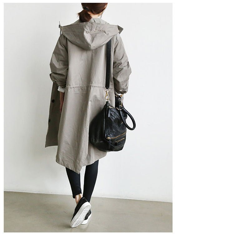 Women Windbreaker Jacket Casual Loose Button Pockets Hooded Quick Dry Windproof Waterproof Clothes For Outdoor Hiking Camping by null