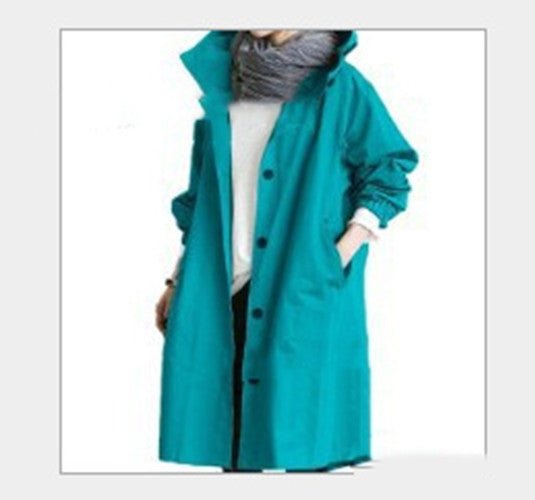 Women Windbreaker Jacket Casual Loose Button Pockets Hooded Quick Dry Windproof Waterproof Clothes For Outdoor Hiking Camping by null