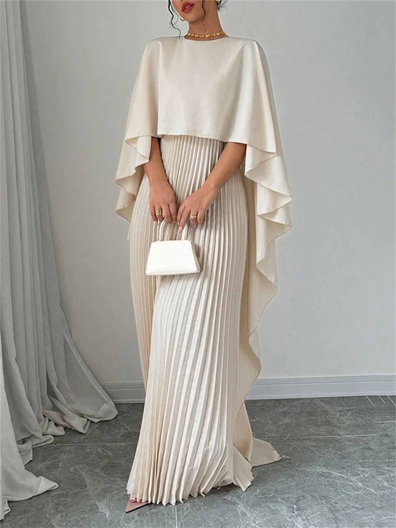 Women's Loose Batwing Sleeve Dress Casual Mid Length Summer Dress In Polyester Elegant Style by null