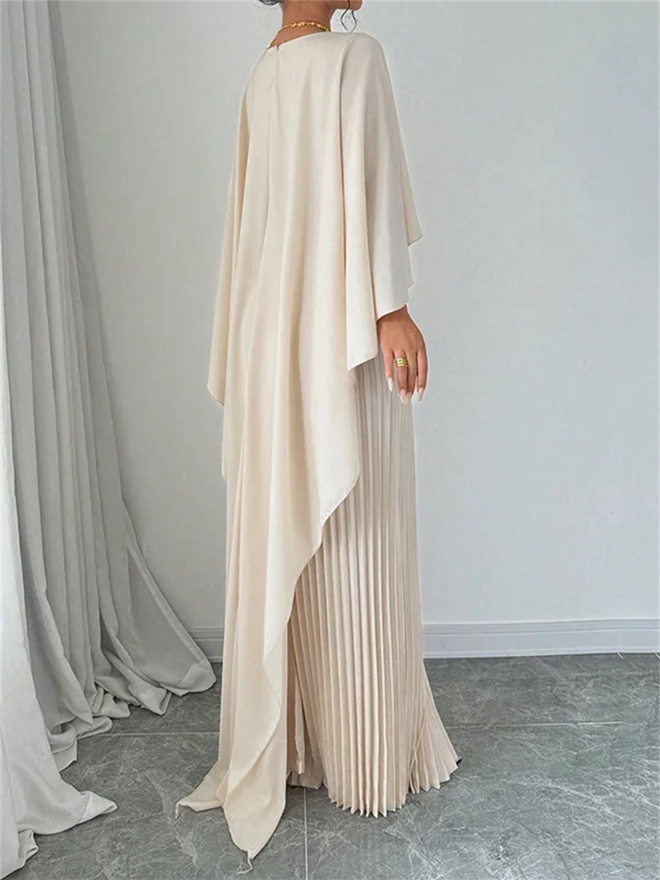 Women's Loose Batwing Sleeve Dress Casual Mid Length Summer Dress In Polyester Elegant Style by null