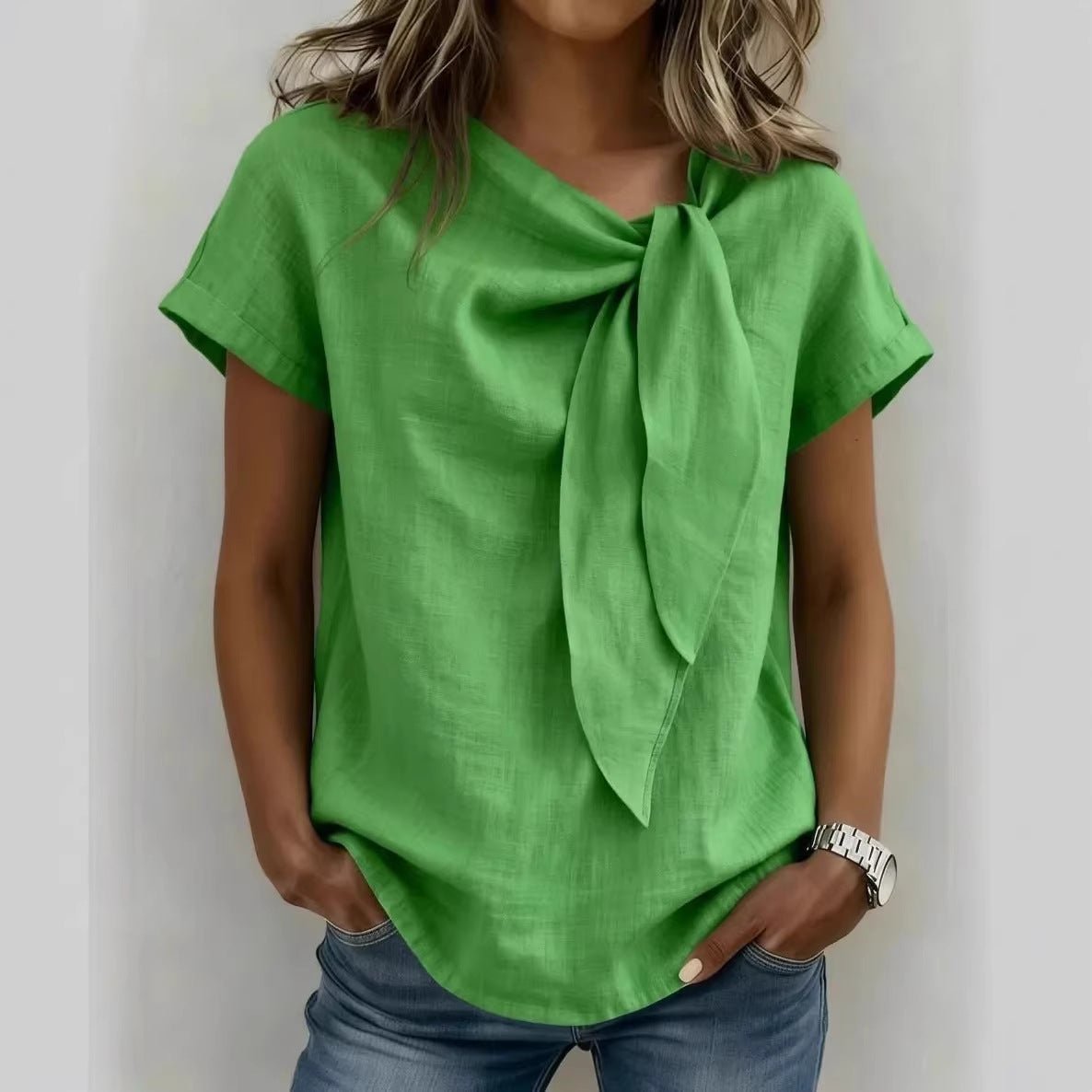 Women's Summer Short Sleeve Casual T-Shirt - Cotton Blend Lightweight Everyday Top For Daily Wear by null