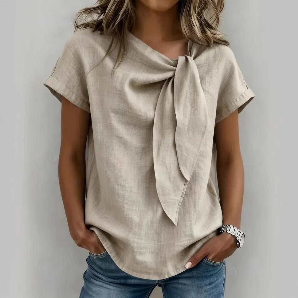Women's Summer Short Sleeve Casual T-Shirt - Cotton Blend Lightweight Everyday Top For Daily Wear by null