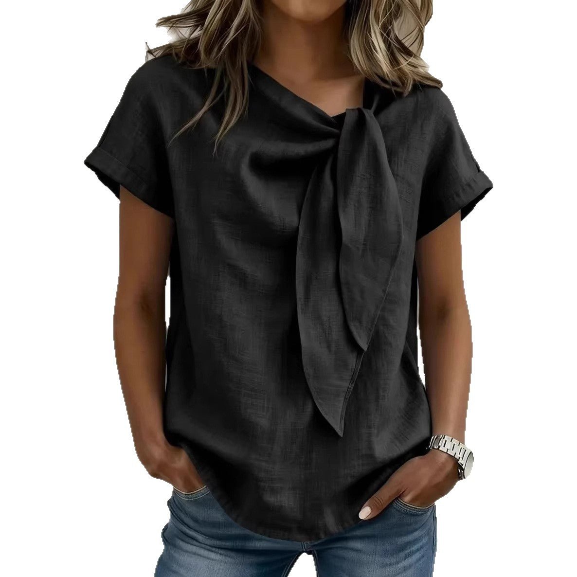 Women's Summer Short Sleeve Casual T-Shirt - Cotton Blend Lightweight Everyday Top For Daily Wear by null