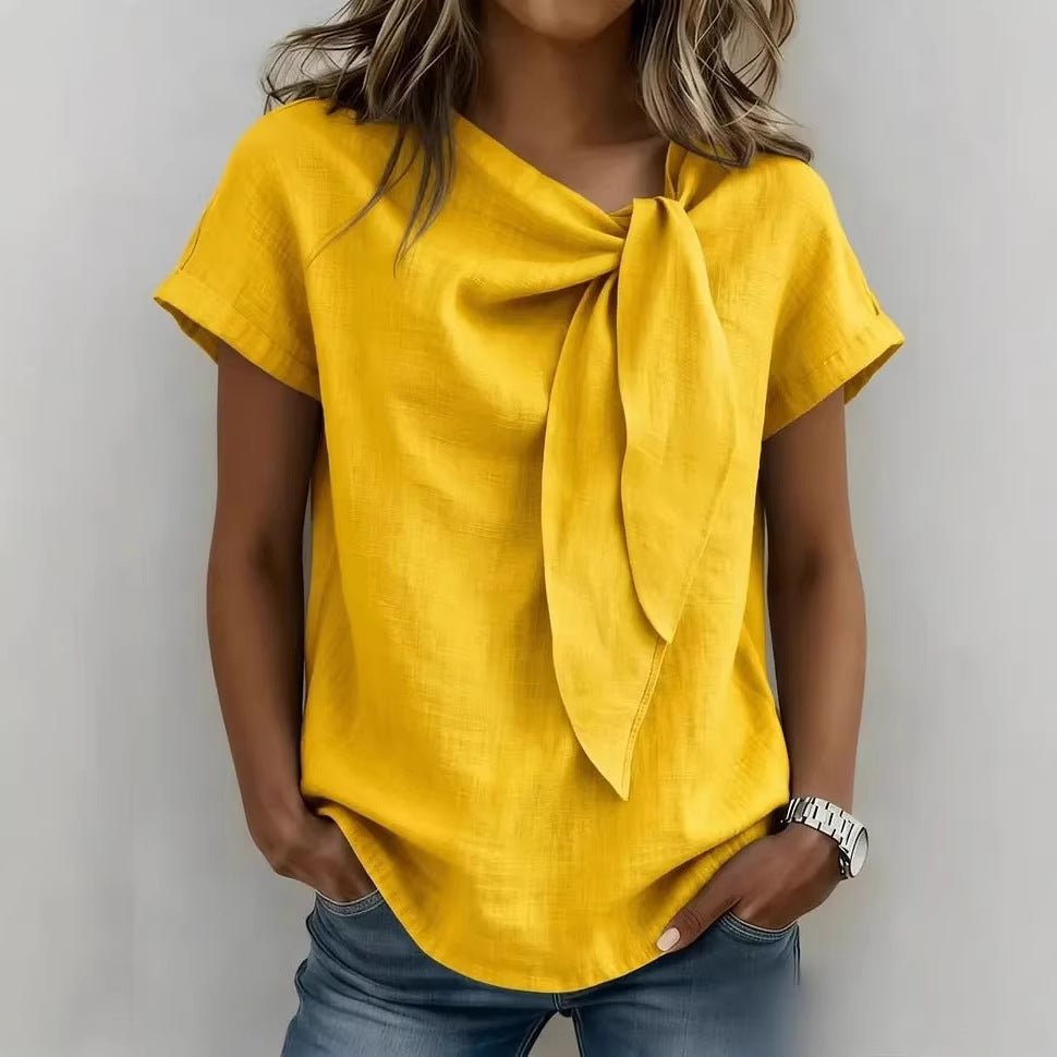 Women's Summer Short Sleeve Casual T-Shirt - Cotton Blend Lightweight Everyday Top For Daily Wear by null