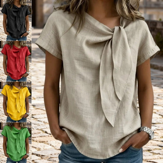 Women's Summer Short Sleeve Casual T-Shirt - Cotton Blend Lightweight Everyday Top For Daily Wear by null